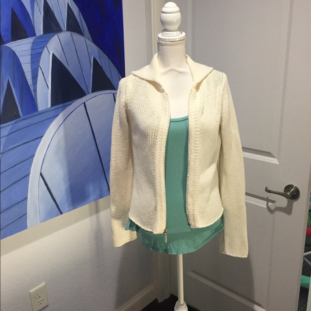 Margaret O’Leary Cream Zip Up Sweater